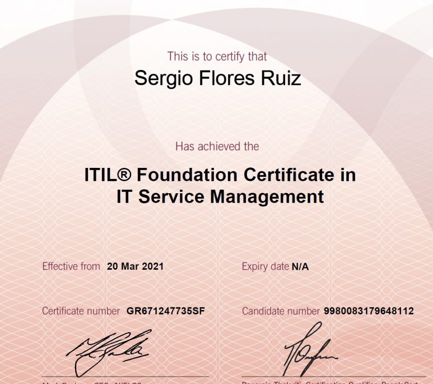ITIL 4 Foundation Certificate